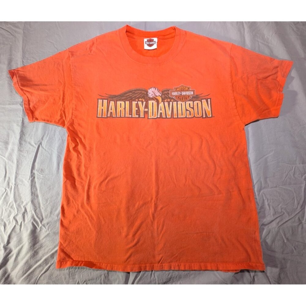 Harley Davidson Orange T-shirt Mens Size L Republic Of Panama 2014 USA *READ*